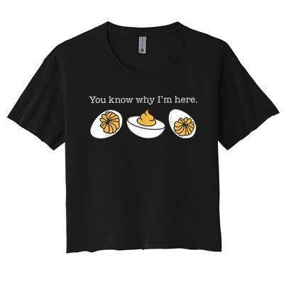 Retro Thanksgiving Dinner You Know Why IM Here Deviled Egg Women's Crop Top Tee