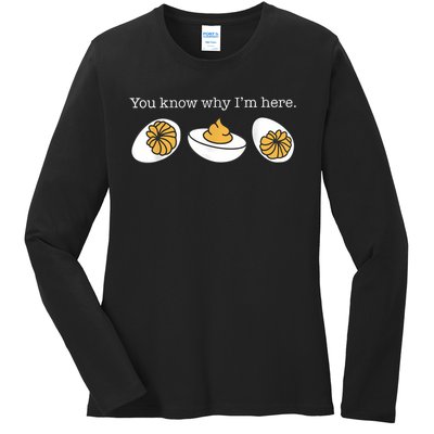 Retro Thanksgiving Dinner You Know Why IM Here Deviled Egg Ladies Long Sleeve Shirt