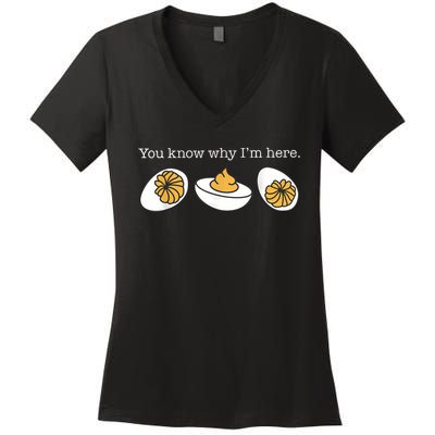 Retro Thanksgiving Dinner You Know Why IM Here Deviled Egg Women's V-Neck T-Shirt