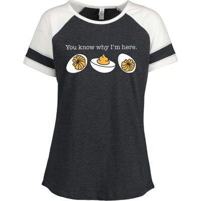 Retro Thanksgiving Dinner You Know Why IM Here Deviled Egg Enza Ladies Jersey Colorblock Tee