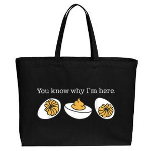 Retro Thanksgiving Dinner You Know Why IM Here Deviled Egg Cotton Canvas Jumbo Tote