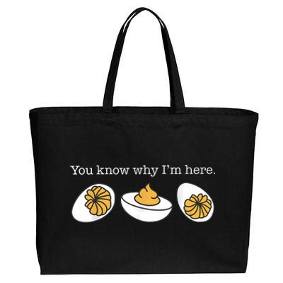 Retro Thanksgiving Dinner You Know Why IM Here Deviled Egg Cotton Canvas Jumbo Tote