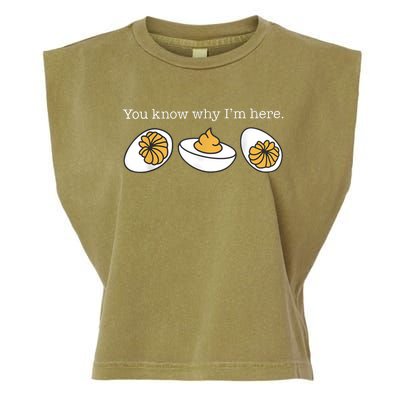 Retro Thanksgiving Dinner You Know Why IM Here Deviled Egg Garment-Dyed Women's Muscle Tee