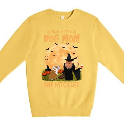 Rocking The Dog Mom And Witch Life English Bulldog Halloween Great Gift Premium Crewneck Sweatshirt