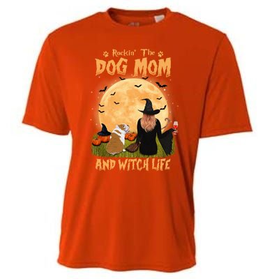 Rocking The Dog Mom And Witch Life English Bulldog Halloween Great Gift Cooling Performance Crew T-Shirt