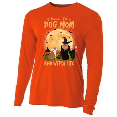 Rocking The Dog Mom And Witch Life English Bulldog Halloween Great Gift Cooling Performance Long Sleeve Crew