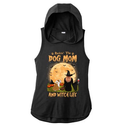 Rocking The Dog Mom And Witch Life English Bulldog Halloween Great Gift Ladies PosiCharge Tri-Blend Wicking Draft Hoodie Tank