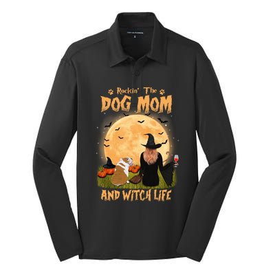 Rocking The Dog Mom And Witch Life English Bulldog Halloween Great Gift Silk Touch Performance Long Sleeve Polo