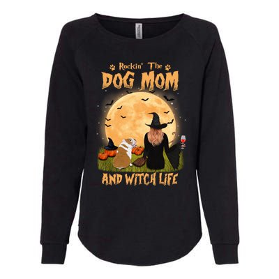 Rocking The Dog Mom And Witch Life English Bulldog Halloween Great Gift Womens California Wash Sweatshirt