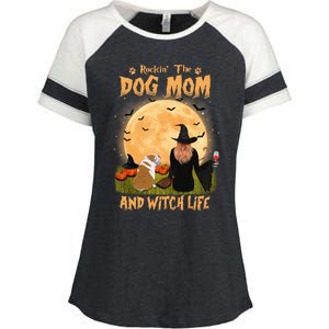 Rocking The Dog Mom And Witch Life English Bulldog Halloween Great Gift Enza Ladies Jersey Colorblock Tee