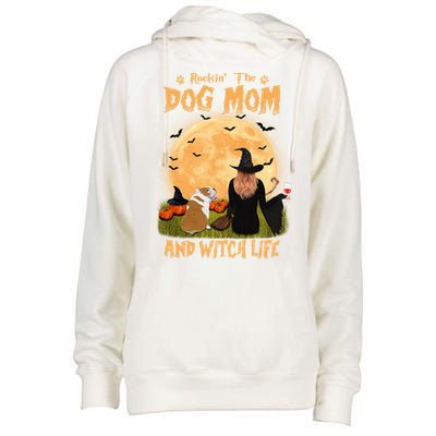 Rocking The Dog Mom And Witch Life English Bulldog Halloween Great Gift Womens Funnel Neck Pullover Hood