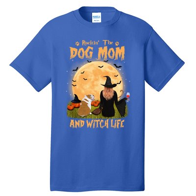 Rocking The Dog Mom And Witch Life English Bulldog Halloween Great Gift Tall T-Shirt