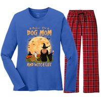 Rocking The Dog Mom And Witch Life English Bulldog Halloween Great Gift Women's Long Sleeve Flannel Pajama Set 