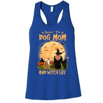 Rocking The Dog Mom And Witch Life English Bulldog Halloween Great Gift Women's Racerback Tank