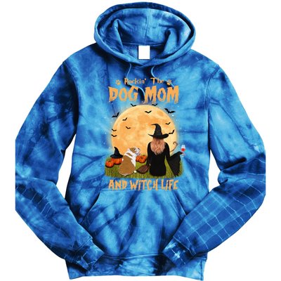 Rocking The Dog Mom And Witch Life English Bulldog Halloween Great Gift Tie Dye Hoodie