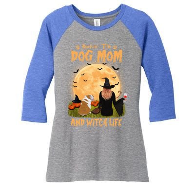 Rocking The Dog Mom And Witch Life English Bulldog Halloween Great Gift Women's Tri-Blend 3/4-Sleeve Raglan Shirt