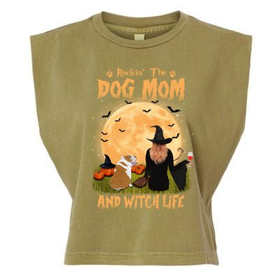 Rocking The Dog Mom And Witch Life English Bulldog Halloween Great Gift Garment-Dyed Women's Muscle Tee