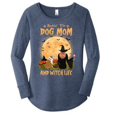 Rocking The Dog Mom And Witch Life English Bulldog Halloween Great Gift Women's Perfect Tri Tunic Long Sleeve Shirt