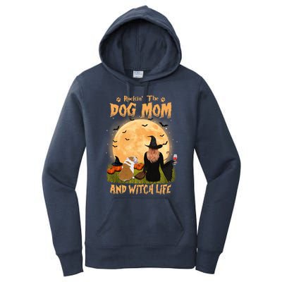 Rocking The Dog Mom And Witch Life English Bulldog Halloween Great Gift Women's Pullover Hoodie