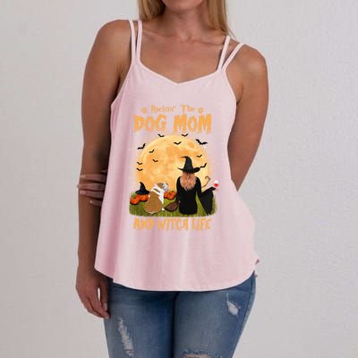 Rocking The Dog Mom And Witch Life English Bulldog Halloween Great Gift Women's Strappy Tank