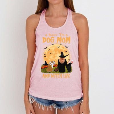 Rocking The Dog Mom And Witch Life English Bulldog Halloween Great Gift Women's Knotted Racerback Tank