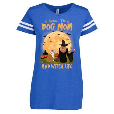 Rocking The Dog Mom And Witch Life English Bulldog Halloween Great Gift Enza Ladies Jersey Football T-Shirt