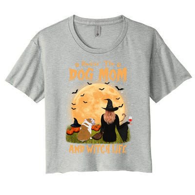 Rocking The Dog Mom And Witch Life English Bulldog Halloween Great Gift Women's Crop Top Tee