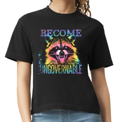 Retro Tie Dye Raccoon Become Ungovernable Funny Apparel  Comfort Colors Boxy T-Shirt
