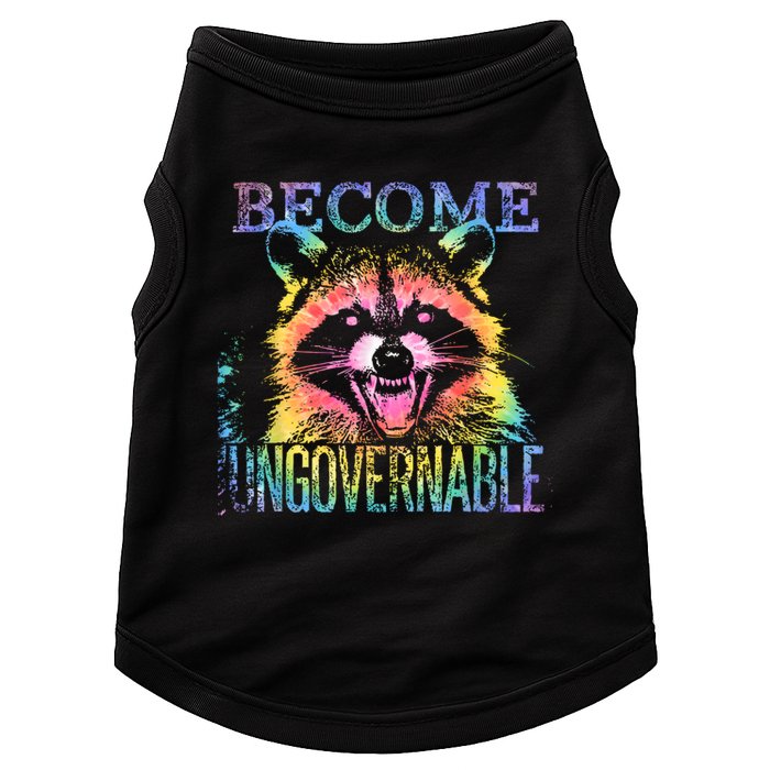 Retro Tie Dye Raccoon Become Ungovernable Funny Apparel  Doggie Tank