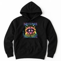 Retro Tie Dye Raccoon Become Ungovernable Funny Apparel  Hoodie