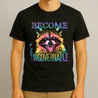 Retro Tie Dye Raccoon Become Ungovernable Funny Apparel  T-Shirt