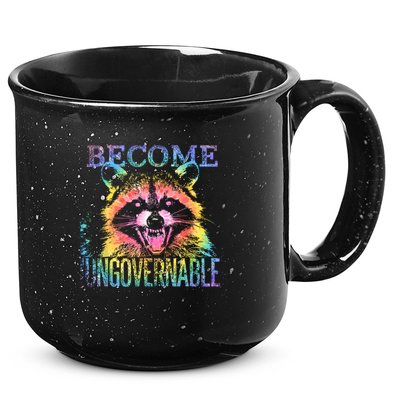 Retro Tie Dye Raccoon Become Ungovernable Funny Apparel  15oz Campfire Ceramic Mug