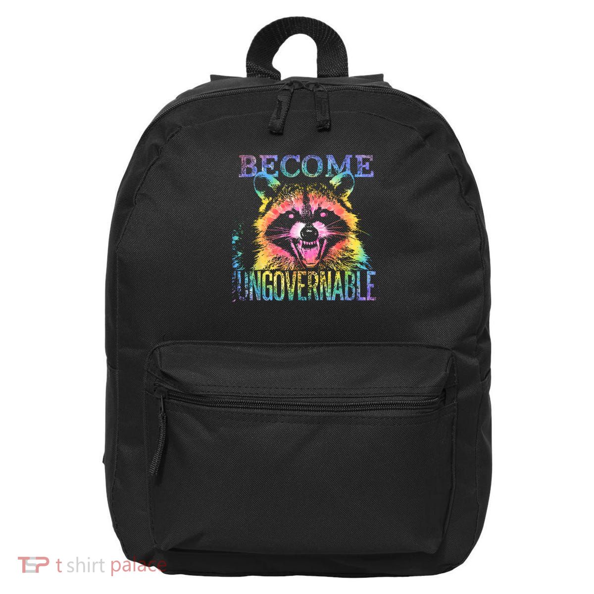 Retro Tie Dye Raccoon Become Ungovernable Funny Apparel  16 in Basic Backpack