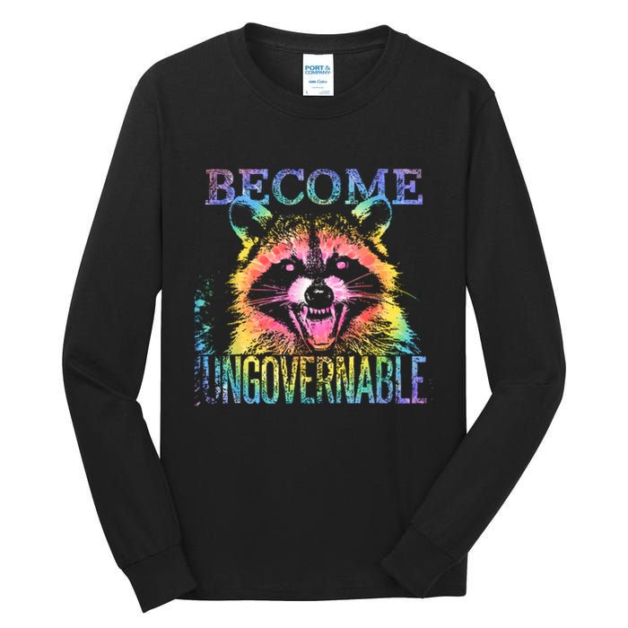 Retro Tie Dye Raccoon Become Ungovernable Funny Apparel  Tall Long Sleeve T-Shirt