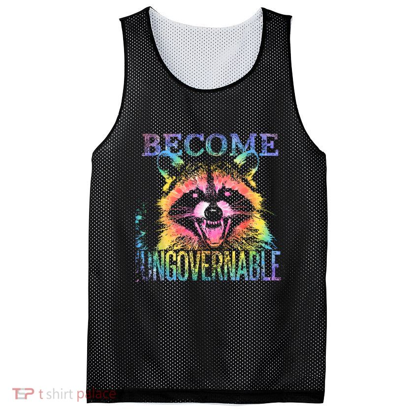 Retro Tie Dye Raccoon Become Ungovernable Funny Apparel  Mesh Reversible Basketball Jersey Tank