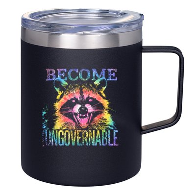 Retro Tie Dye Raccoon Become Ungovernable Funny Apparel  12oz Stainless Steel Coffee Mug