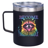 Retro Tie Dye Raccoon Become Ungovernable Funny Apparel  12oz Stainless Steel Coffee Mug