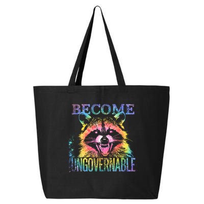 Retro Tie Dye Raccoon Become Ungovernable Funny Apparel  25L Jumbo Tote