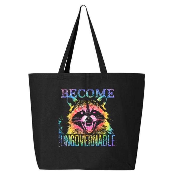 Retro Tie Dye Raccoon Become Ungovernable Funny Apparel  25L Jumbo Tote