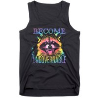 Retro Tie Dye Raccoon Become Ungovernable Funny Apparel  Tank Top