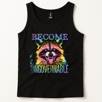Retro Tie Dye Raccoon Become Ungovernable Funny Apparel  Tank Top