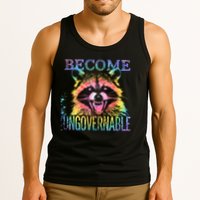 Retro Tie Dye Raccoon Become Ungovernable Funny Apparel  Tank Top