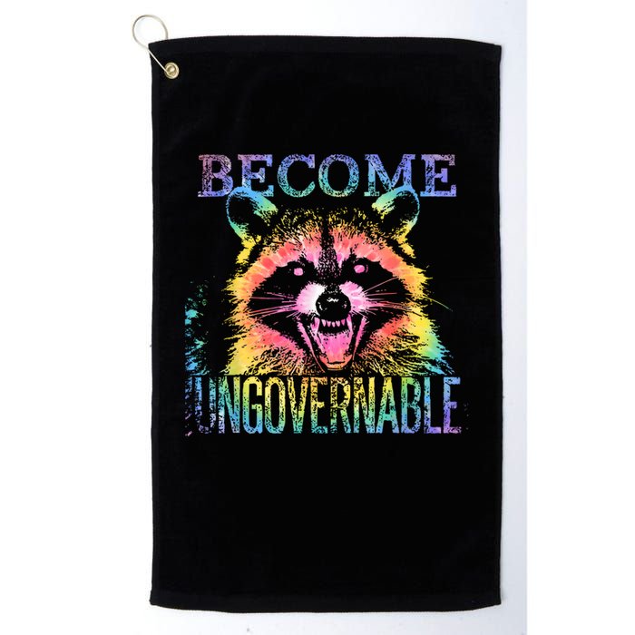 Retro Tie Dye Raccoon Become Ungovernable Funny Apparel  Golf Towel