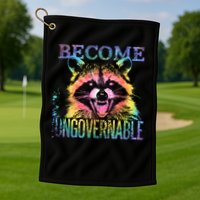 Retro Tie Dye Raccoon Become Ungovernable Funny Apparel  Golf Towel