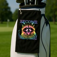 Retro Tie Dye Raccoon Become Ungovernable Funny Apparel  Golf Towel