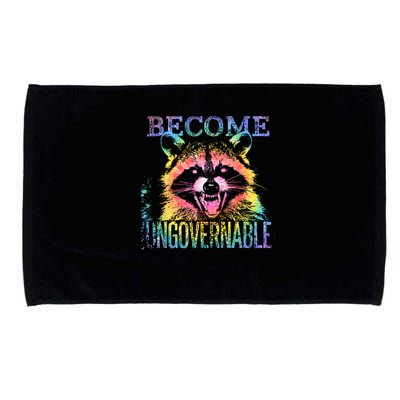 Retro Tie Dye Raccoon Become Ungovernable Funny Apparel  Microfiber Hand Towel