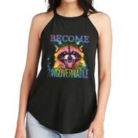Retro Tie Dye Raccoon Become Ungovernable Funny Apparel  Women's Perfect Tri Rocker Tank