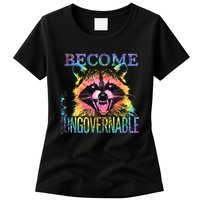 Retro Tie Dye Raccoon Become Ungovernable Funny Apparel  Womens T-Shirt