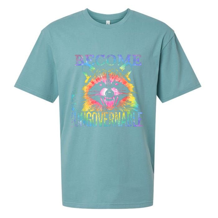 Retro Tie Dye Raccoon Become Ungovernable Funny Apparel  Sueded Cloud Jersey T-Shirt