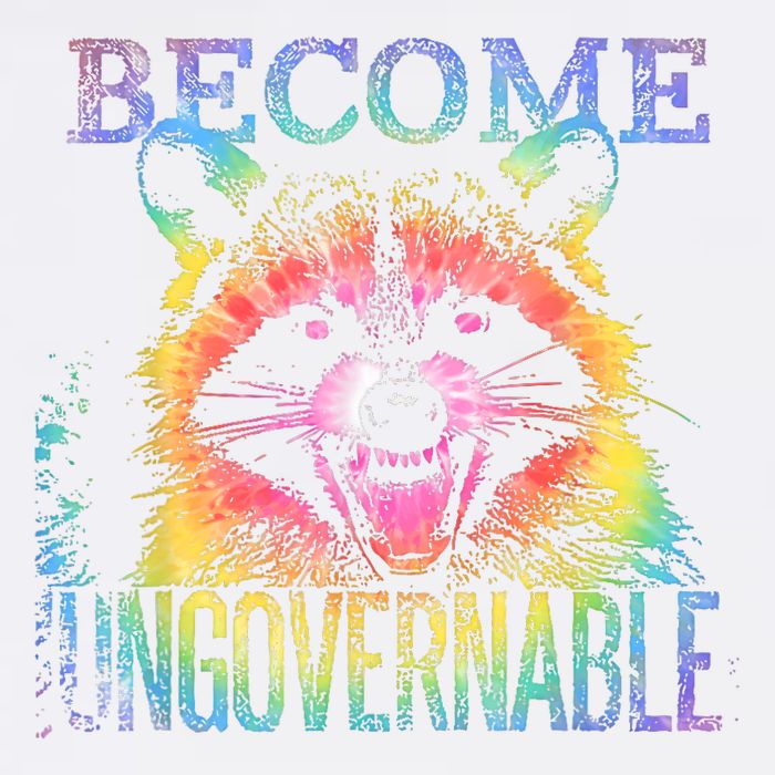 Retro Tie Dye Raccoon Become Ungovernable Funny Apparel  Garment-Dyed Sweatshirt